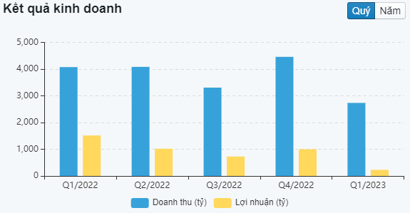 Biểu đồ KQKD theo quý của DCM